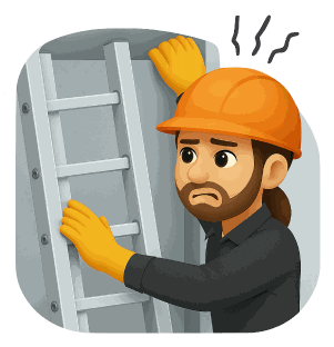 Échelle PRV 60% plus légère : installation simplifiée et rapide Installation facile échelle PRV légère par 2 techniciens