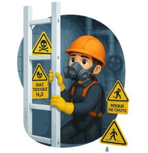 Échelle composite assainissement : résistance H2S espaces confinés Échelle PRV résistante H2S pour station épuration assainissement