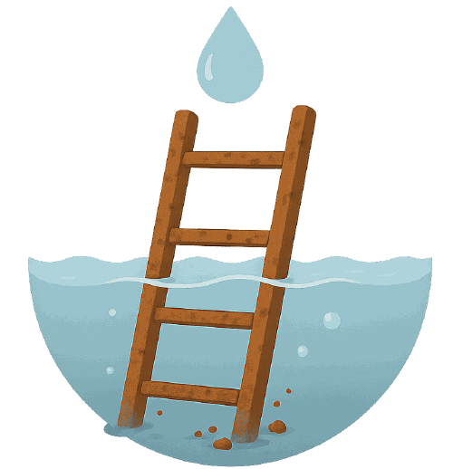 Échelle métallique corrodée dans l'eau - problème corrosion échelles traditionnelles