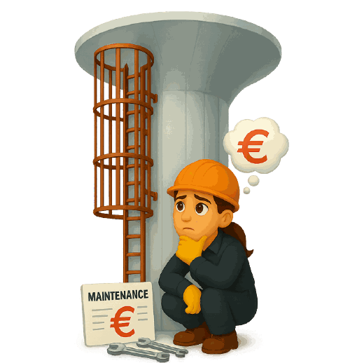 Coûts maintenance échelles traditionnelles - contrôles traitements anti-corrosion remplacements préventifs