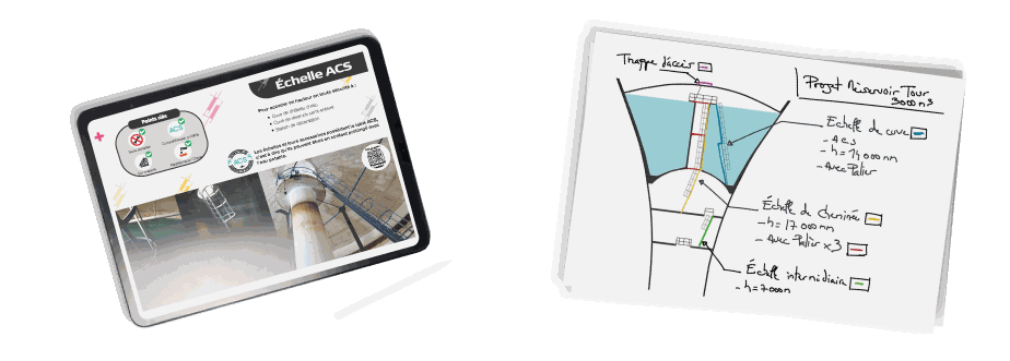 Château d'eau — remplacement échelle acier par composite PRV idréva