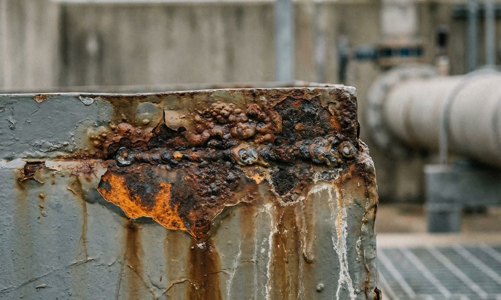 Corrosion sur trappe métallique en milieu humide