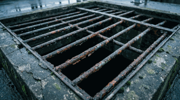 Corrosion et dégradation de grilles acier galvanisé