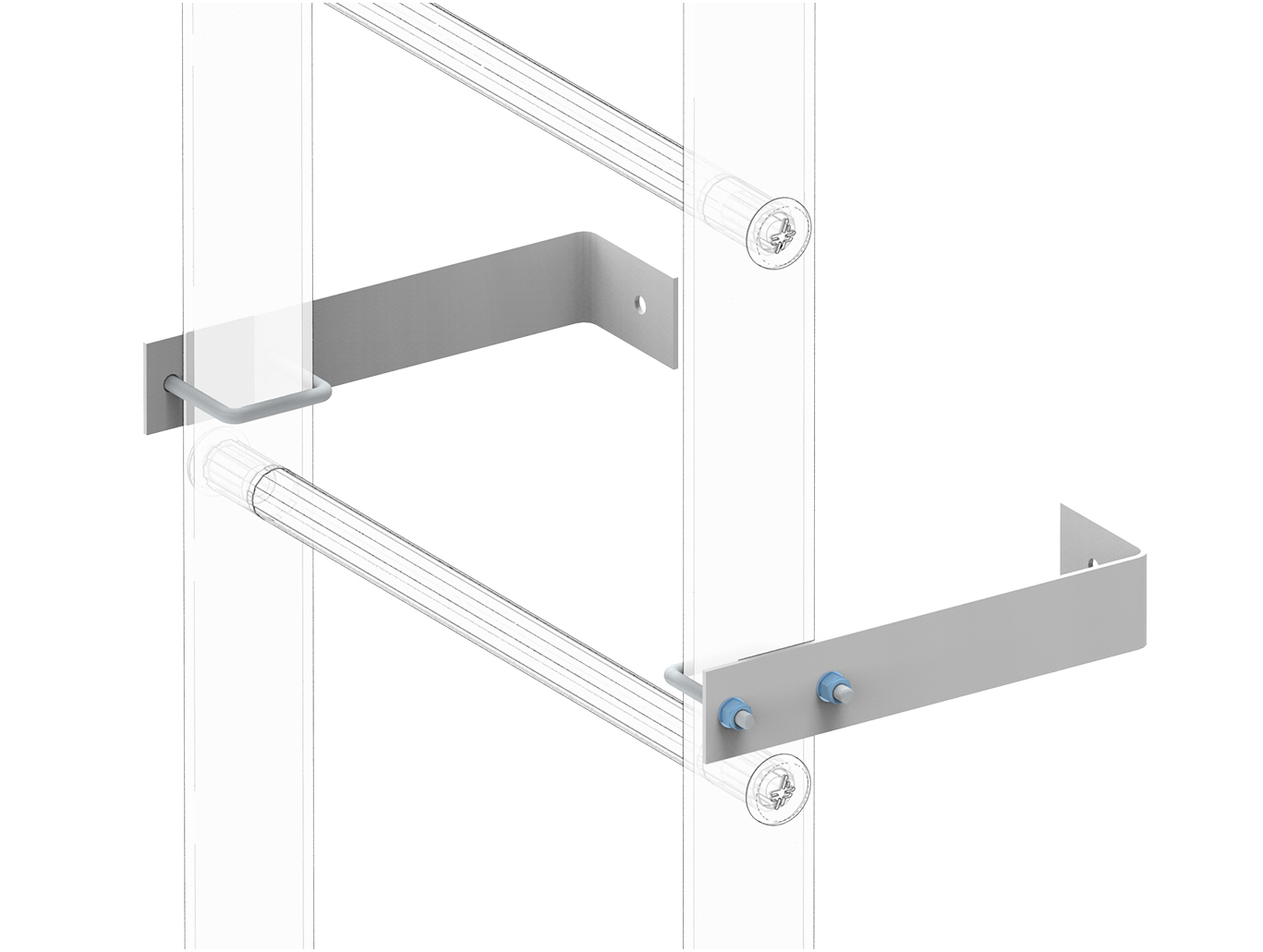 Équerres Inélages Inox avec Boulonnerie + étriers - Kit de Fixation pour Échelles TK50
