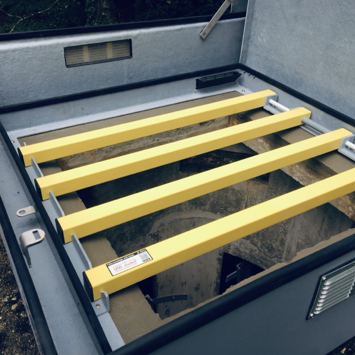 Barreaudage anti-chute PRV jaune pour trappe T1-Std 1000x1000