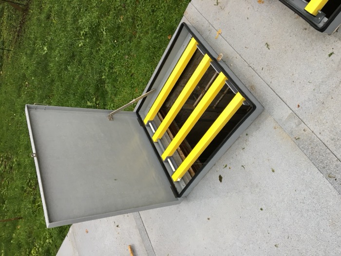 Barreaudage anti-chute PRV jaune pour trappe T1-Std 1000x1000