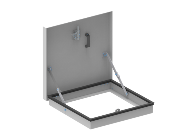 Trappe PRV T1-Lanterneau 600x600 - 250 kg/m² - ouverture par dessous
