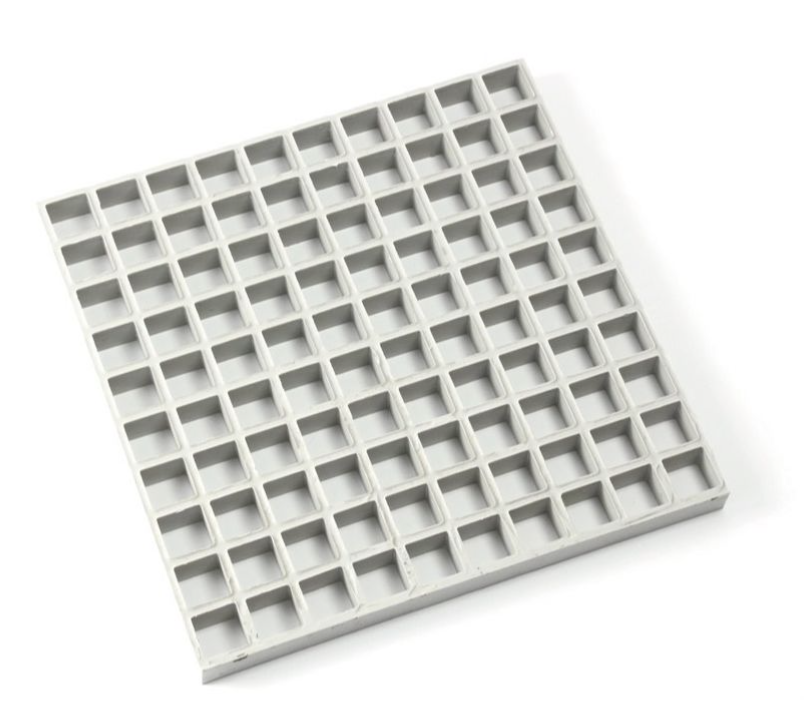 Caillebotis PRV ORTHO - 38x38mm - 30mm - 2000x1000mm - Concave - RAL 7035 Gris