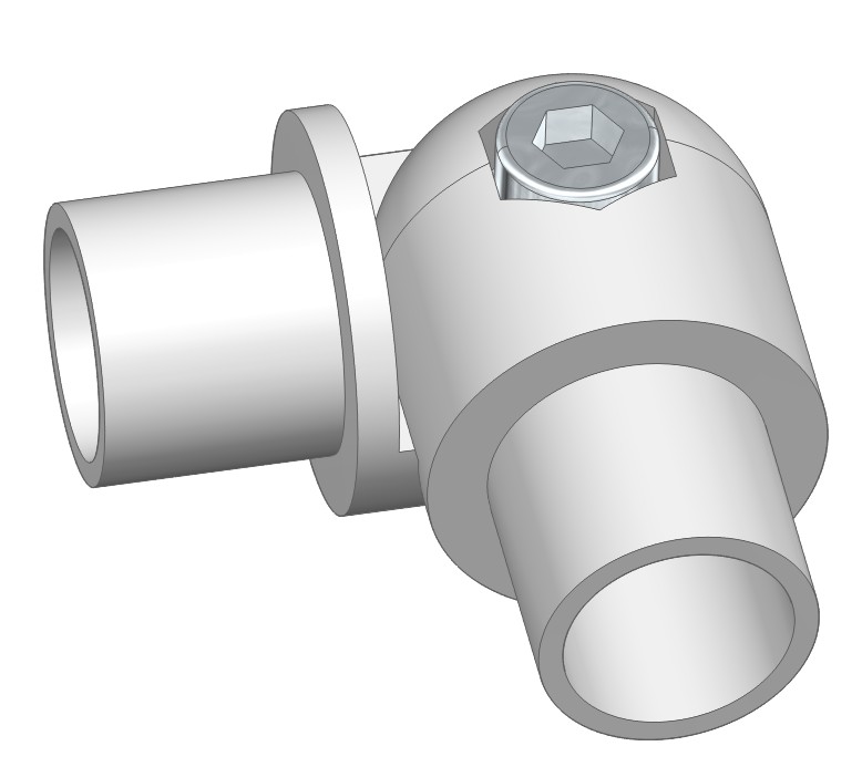 Raccord d'angle pour Lisse - ⌀25Ext/⌀18Int - Gris Clair