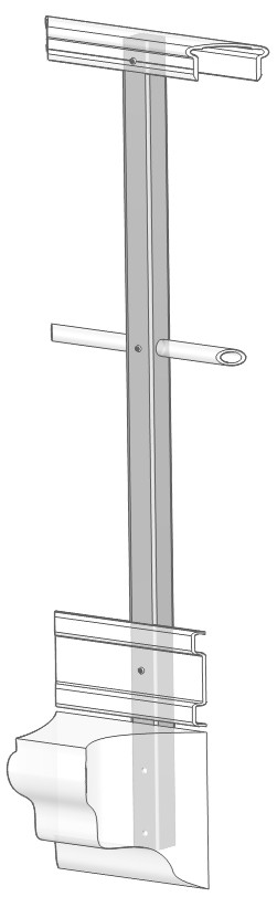 Poteau de Garde-corps Débouchant En Applique- Ht 1290mm - Gris