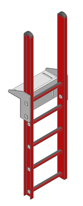 Échelle SSL Fixe avec EQUERRE - 1800mm  - Rouge