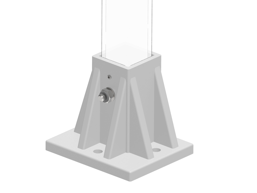 Embase PRV Pro 3 trous pour poteau 50x50 gris RAL 7047