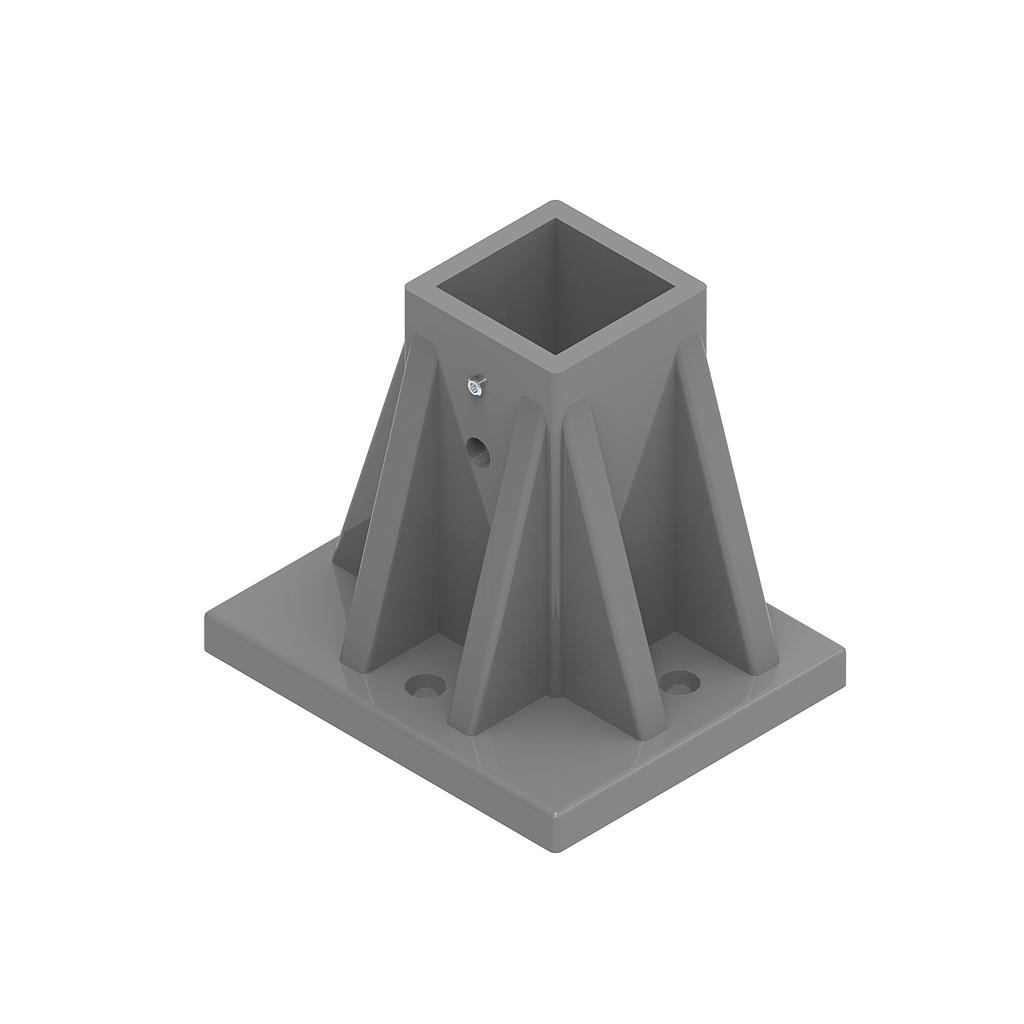 Embase PRV Pro 3 trous pour poteau 50x50 gris RAL 7047