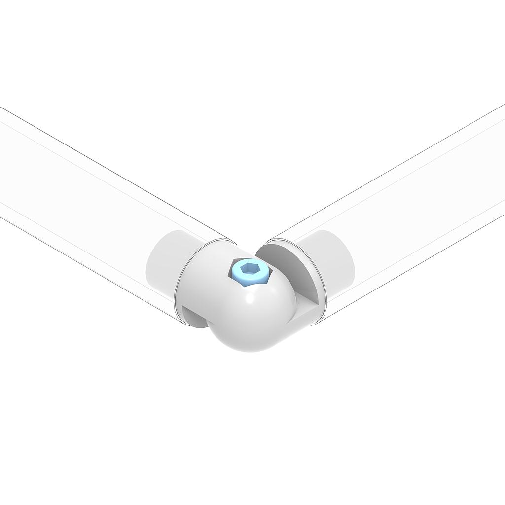 Raccord d'angle pour Lisse ⌀25Ext/⌀18Int de Garde-Corps (Kit)