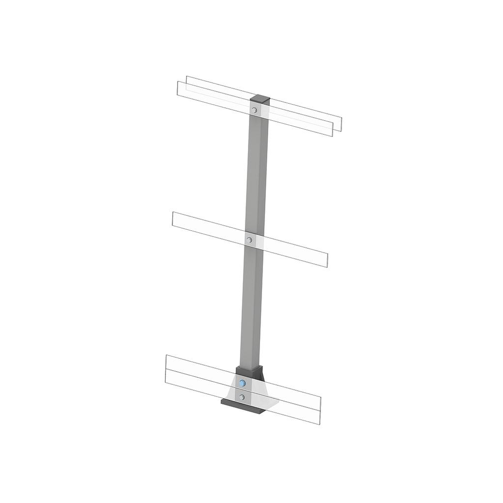 Poteau garde-corps PRV plats filants 50x50 H.1100 - sur embase