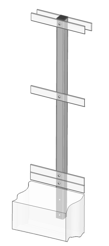 Poteau garde-corps PRV plats filants 50x50 H.1300 gris - en applique