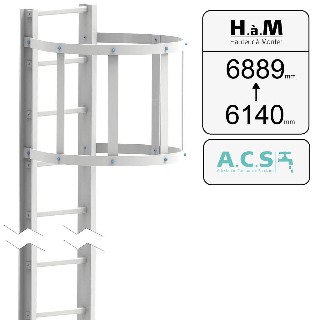 Echelle à Crinoline ACS - Hauteur à Monter: [6140➡6889]