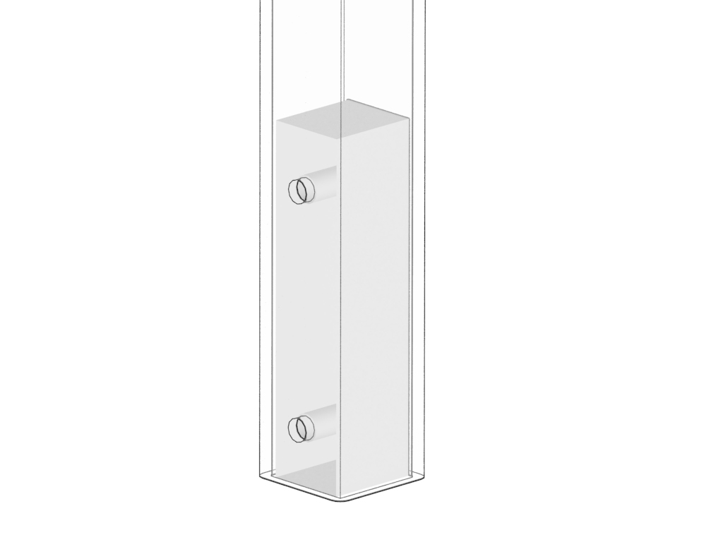 Insert poteau PE 35x40 L.150 blanc - renfort poteau PRV 50x50